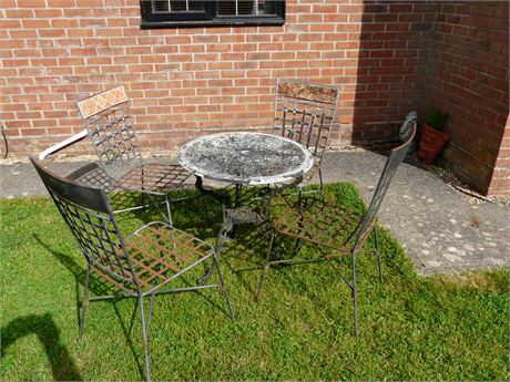 RUSTIC GARDEN TABLE & CHAIRS SET STEEL / ALUMINIUM