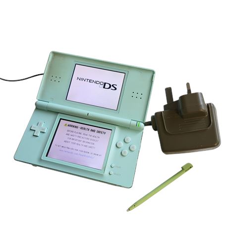 2006 Nintendo DS Lite turquoise green handheld console charger working GC