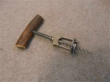ANTIQUE COLUMBUS CORKSCREW WITH ANTLER HANDLE VGC