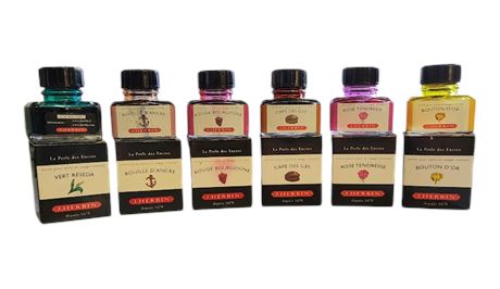 Vintage J.HERBIN La Perle des Encres fountain pen inks lot (6 colours) GC