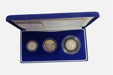 2003 Piedfort QEII sterling silver coins £2 £1 50p .925 59.0g COA UNC UK