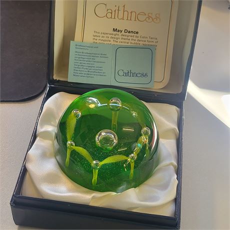 Vintage Scotland Caithness 'May Dance' glass Paperweight Boxed VGC
