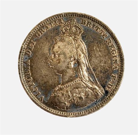 1887 Queen Victoria Jubilee Head silver Shilling coin good grade 5.6g VF GB UK