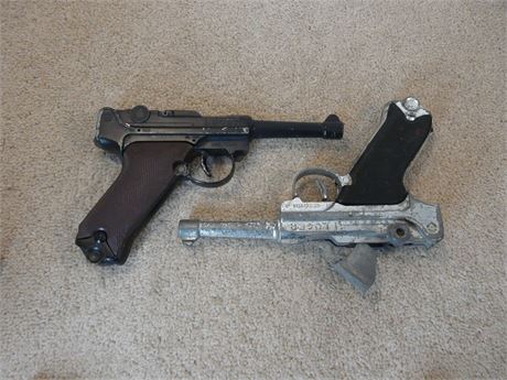 TWO VINTAGE TOY LUGER CAP GUNS BY LONE STAR MADE IN ENGLAND