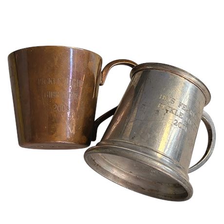 Vintage 2001/2004 Navy Rum Tot Cups Copper & Pewter HMS Fearless GC