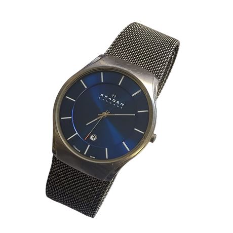 Vintage SKAGEN DENMARK 956XLTTN gents wristwatch quartz movement GC