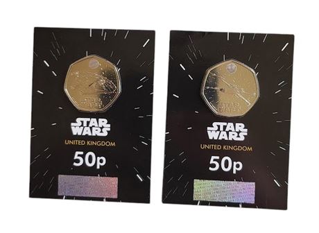 2024 Royal Mint Disney Star Wars Millennium Falcon + X-Wing 50p coin UNC LFL UK