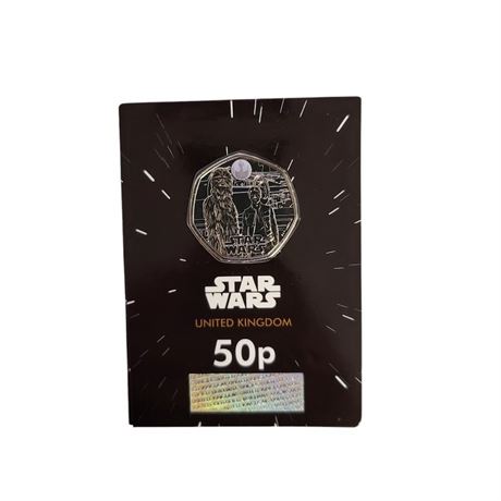 2024 Royal Mint Disney Star Wars Chewbacca & Han Solo 50p coin BU UNC LFL UK
