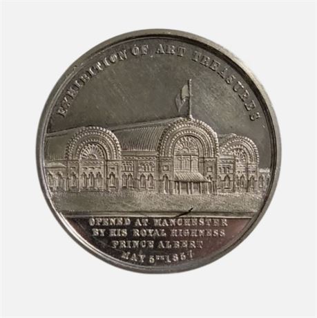 1857 EXHIBITION OF ART TREASURES silver-plated medal medallion by J.PINCHE