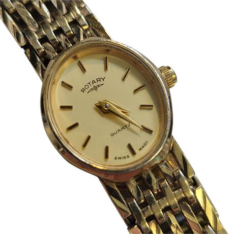 Vintage Rotary ladies gold-on-silver wristwatch quartz Swiss movement 925 GC