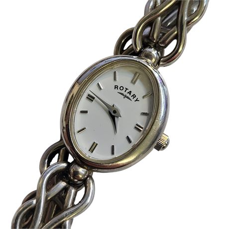 Vintage Rotary ladies 000433 silver wristwatch quartz Swiss movement 925 GC
