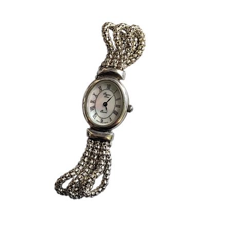 Vintage Precious Time ladies silver wristwatch Swiss quartz movement 925 MOP GC