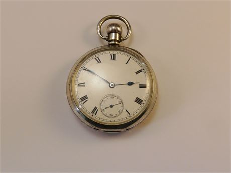 VINTAGE 1916 WALTHAM USA SOLID SILVER GENTS POCKET WATCH VGC