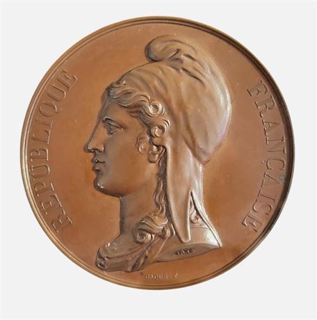 Antique 1848 France French Republic MARIANNE bronze medallion boxed VGC
