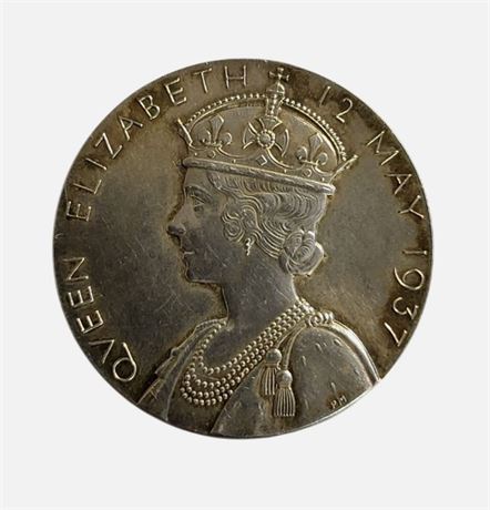 1937 George VI / Queen Elizabeth II Coronation silver medal medallion VGC