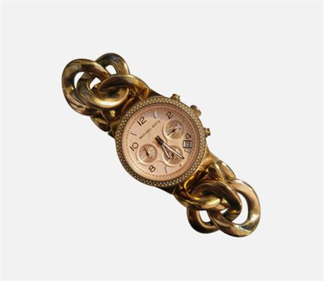 Vintage Michael Kors MK-3247 gold-plated/stainless wristwatch quartz WR BOX GC