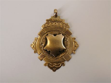 ANTIQUE 1919 SOLD 9ct .375 GOLD 2.4g WATCH CHAIN FOB BY WILLIAM ADAMS VGC