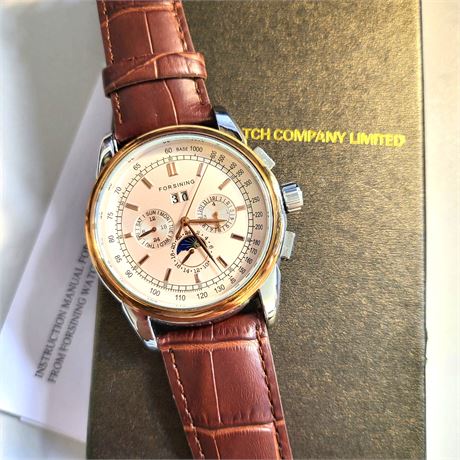 Vintage Forsining Gents Automatic Wristwatch Boxed Paperwork A:319 VGC
