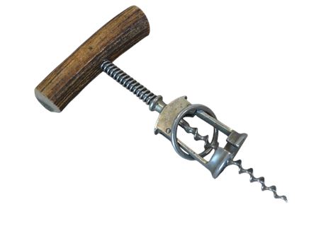 VINTAGE SPRING TYPE CORKSCREW WITH ANTLER HANDLE VGC