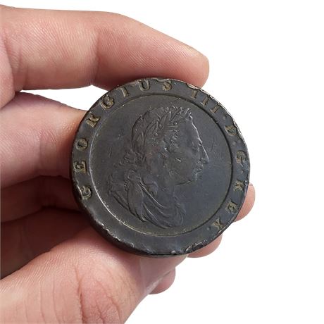 1797 King George III Cartwheel Twopence Copper Coin Fair Grade Brittania 55g GB