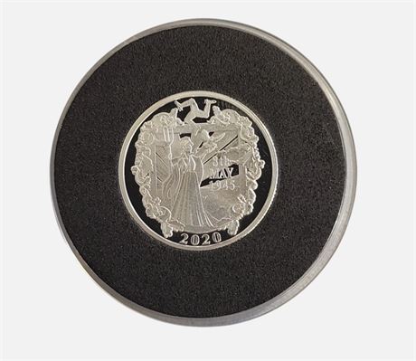 2020 Queen Elizabeth II Isle of Man VE Day 75th £1 sterling silver coin 925 UK