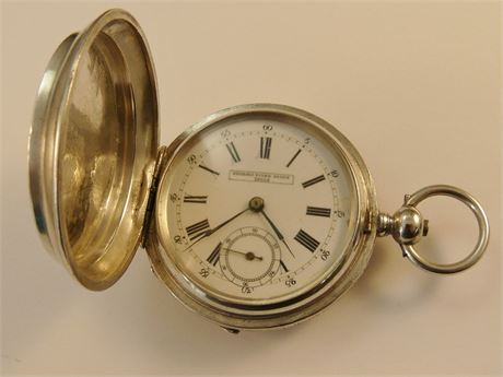 ANTIQUE c1880 GEORGES FAVRE JACOT .875 SILVER FULL HUNTER GENTS POCKET WATCH