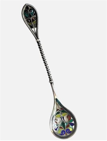 Antique c1900 Norwegian Plique A Jour Sterling Silver Spoon David Andersen VGC
