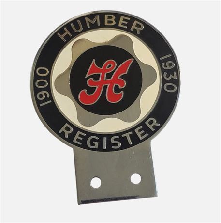 Vintage Humber Register 1900 - 1930 Enamel Car Insignia Emblem Badge GC